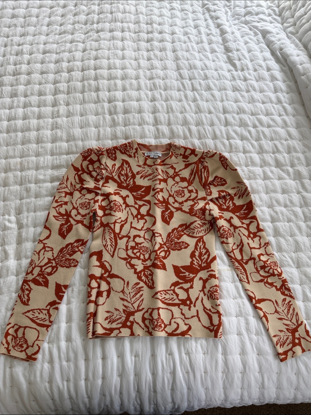 Baltic Born Cream and Rust Floral Knit Top